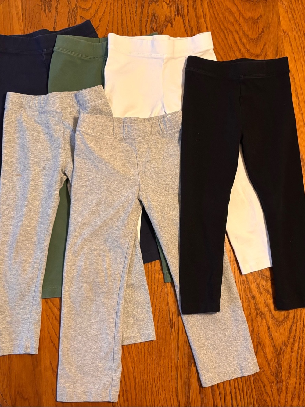 Primary Stretch Cotton Leggings 4T bundle  - Black, White, Gray, Navy & Green
